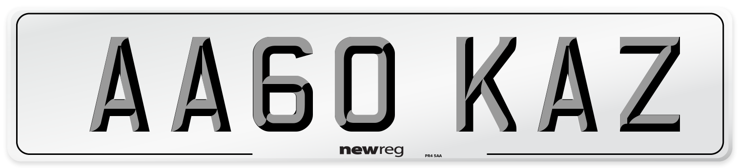 AA60 KAZ Number Plate from New Reg